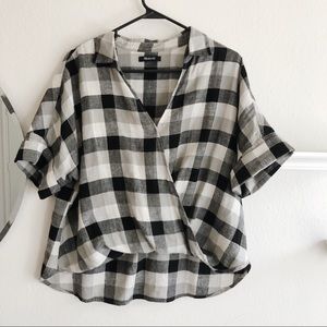 Black and White Plaid Madewell Blouse